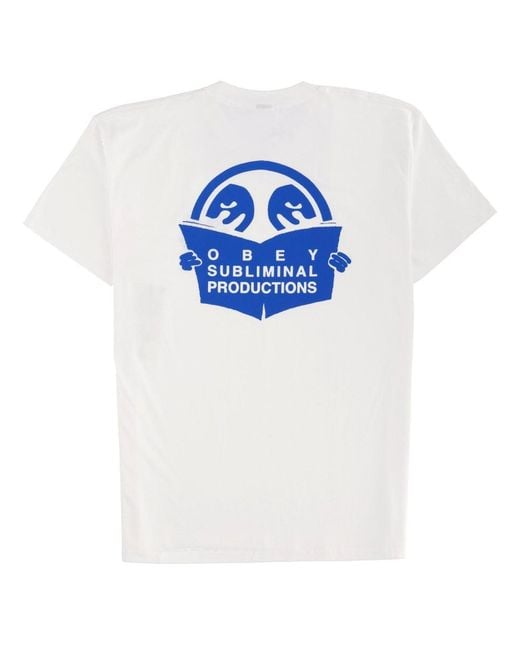 Obey White Cotton T-Shirt for men