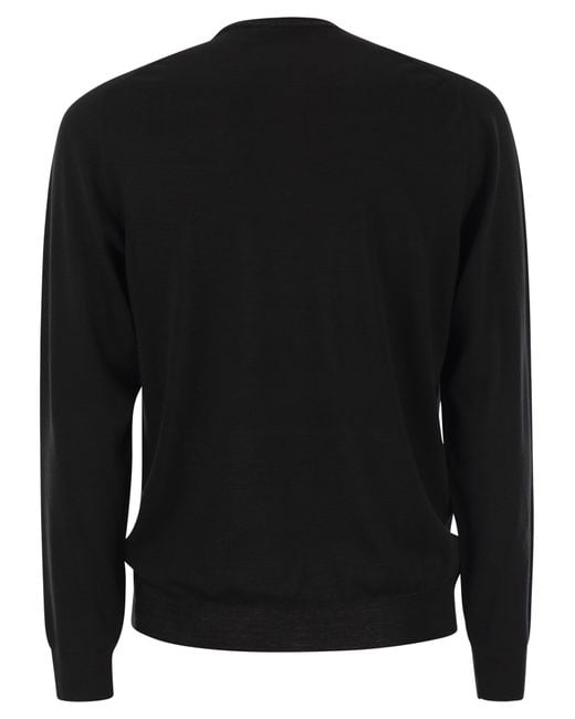 Fedeli Black Argentina Crew Neck Sweater for men
