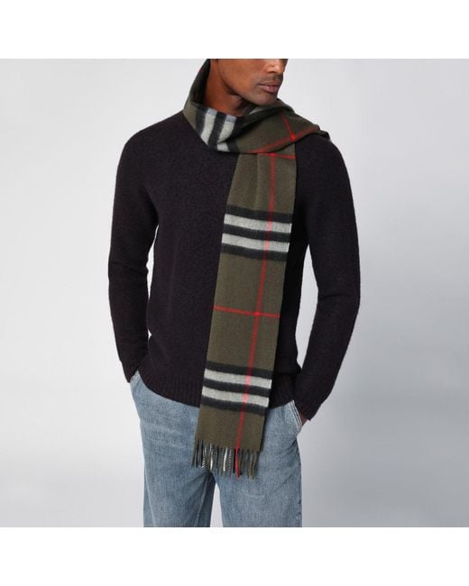 Burberry Black Dark Cashmere Check Pattern Scarf for men