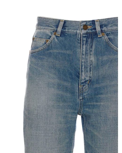 Saint Laurent Blue Flared Leg Cotton Jeans