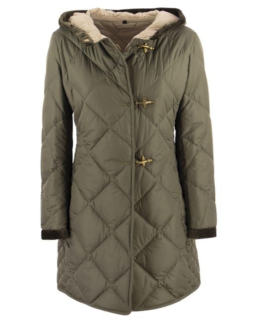 Fay Green Virginia Quilted Coat With Hood