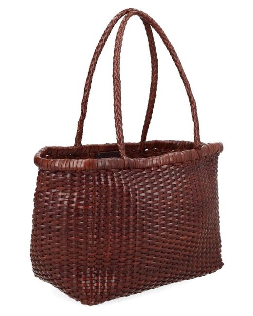 Dragon Diffusion Brown B Weave Small Woven Leather Tote