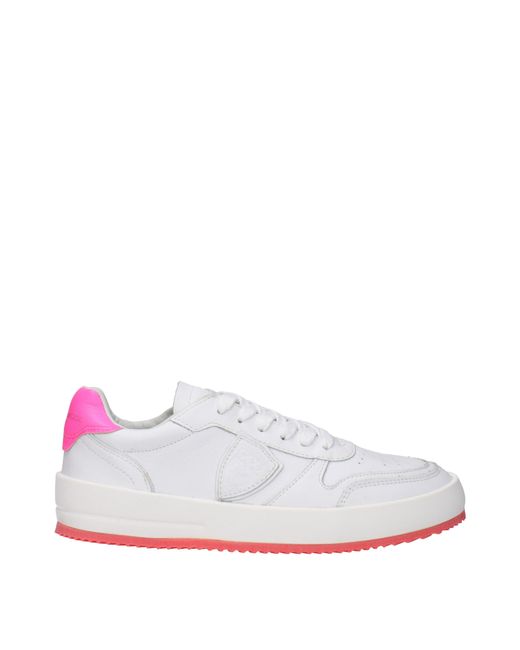 Philippe Model White Sneakers Nice Leather/ Neon