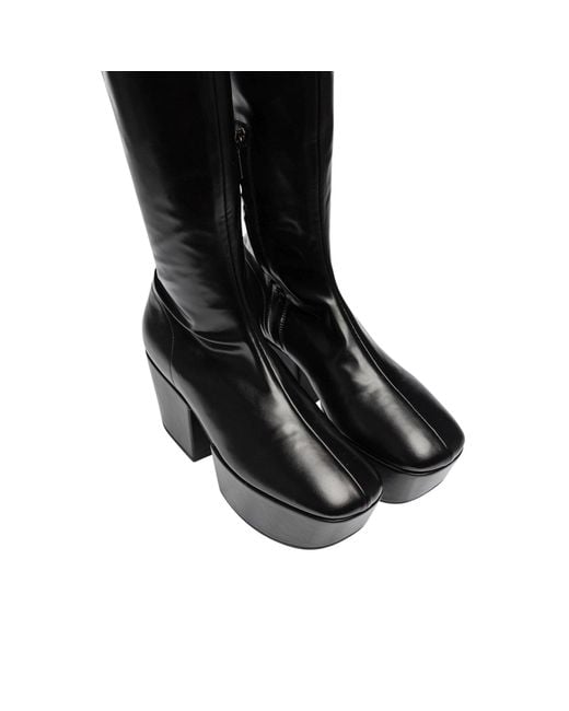 Prada Black Technical Nappa Platform Thigh-high Boots