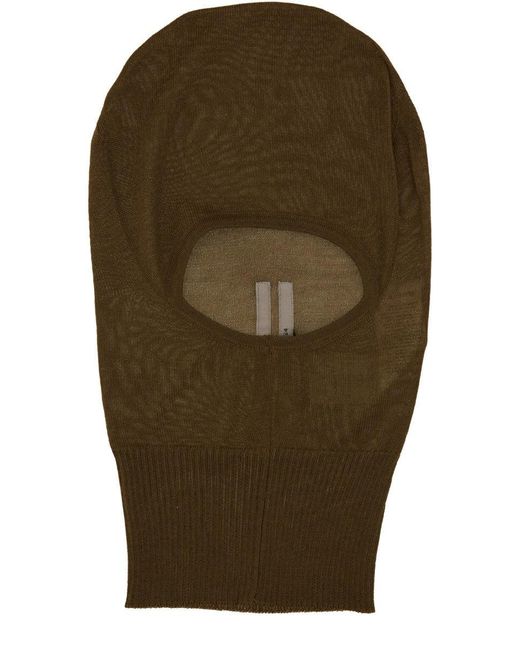 Rick Owens Green Cashmere Knit Balaclava for men