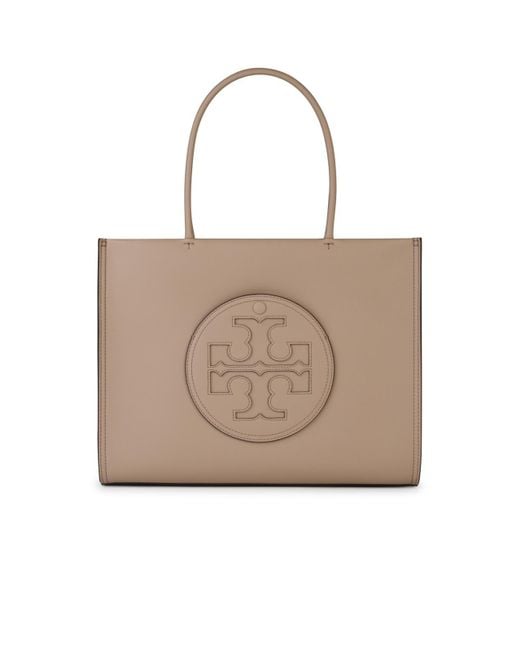 Tory Burch Small 'ella' Lear Bag Naakt in het Natural