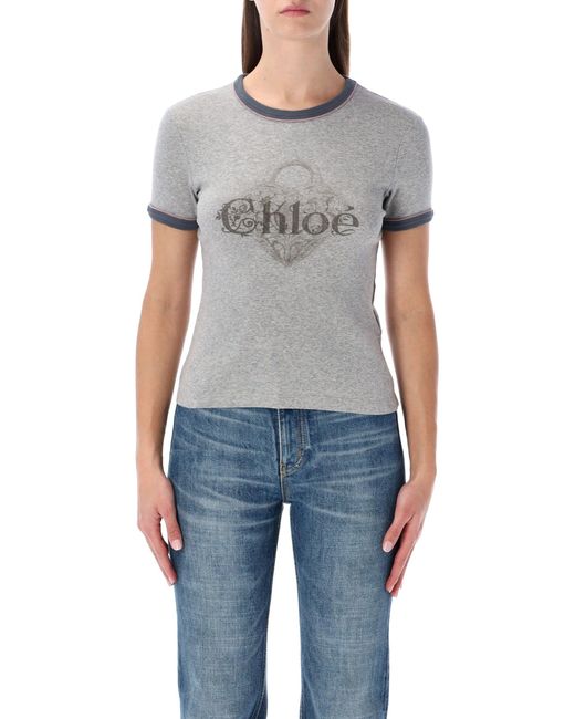 Chloé Blue Grey Chiné Jersey Baby-fit T-shirt