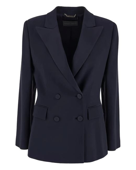 Alberta Ferretti Blue Enver Satin Blazer