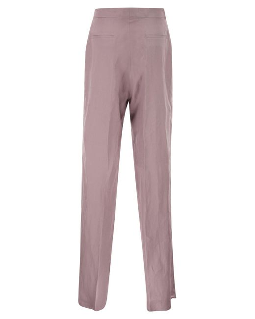 Tagliatore Purple Tailored Linen Trousers