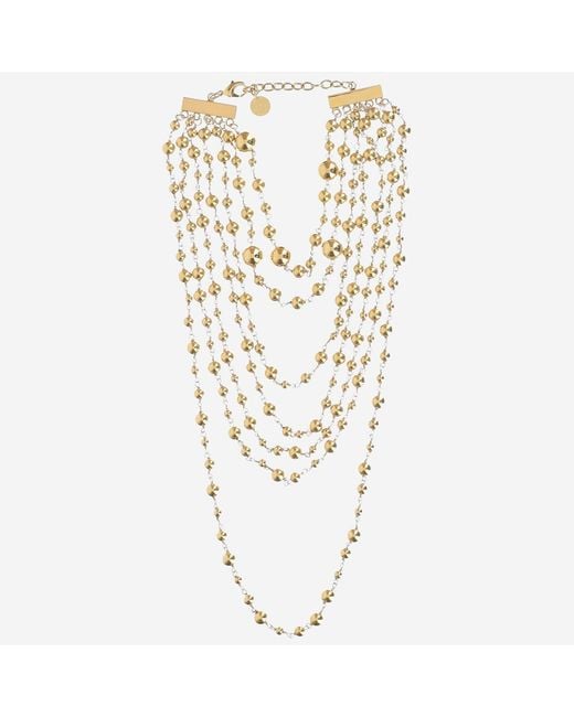 Silvia Gnecchi Metallic Metal Pearl Necklace