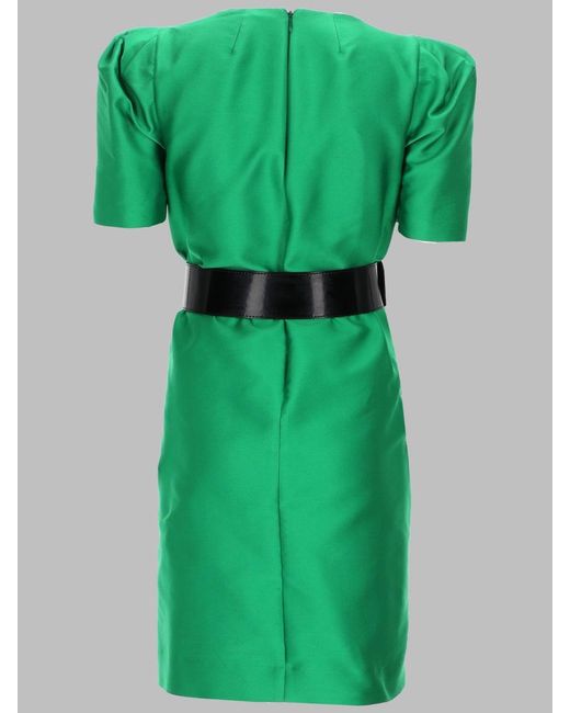 P.A.R.O.S.H. Green P. A.R. O.S. H. Chic Satin Belted Mini Dress For