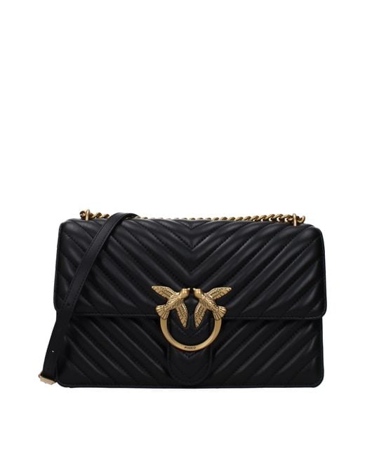 Pinko Black Love One Crossbody Bags Leather
