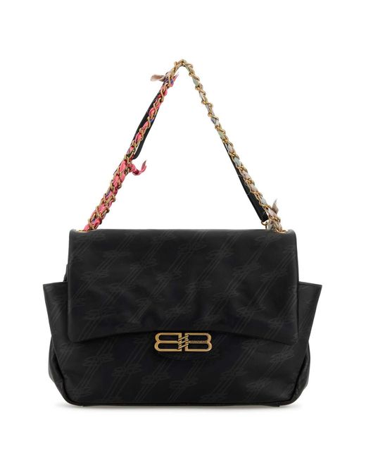 Balenciaga Black Printed Leather Medium Darling Shoulder Bag