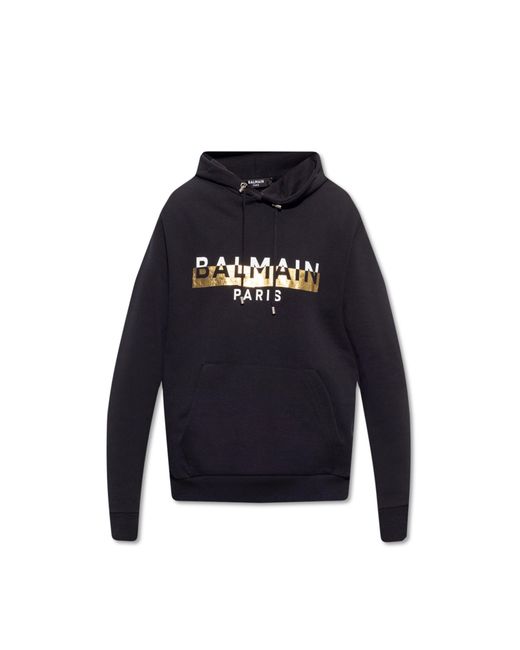 Balmain Logo Kapuzen -Sweatshirt in Blue für Herren