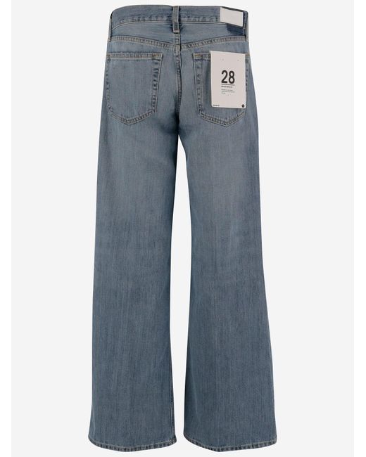 Re/done Blue Wide-Leg Cotton Denim Jeans With Washed Finish