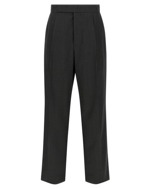 Fear Of God Black Herringbone Patterned Wool Pants With Relaxed Fit for men