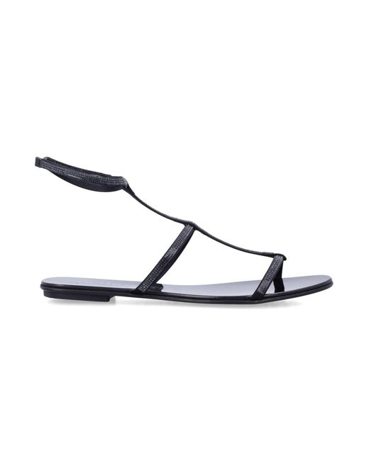 Pedro Garcia Metallic Elegant Flat Sandals With Delicate Straps