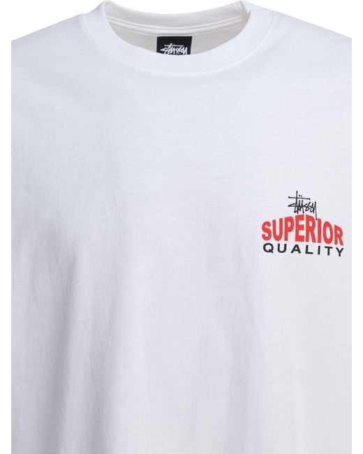 Camiseta de Calidad Superior Stussy de hombre de color White