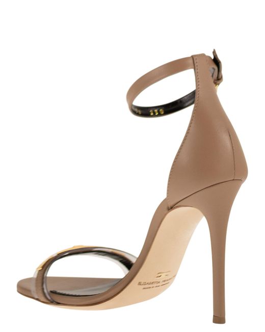 Elisabetta Franchi Metallic Leather Sandal With Transparent Insert