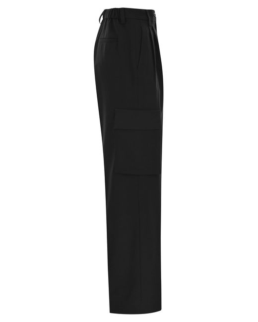 Herno Black Soft Wool Cargo Pants