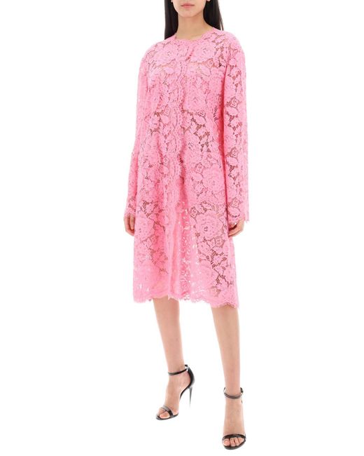 Dolce & Gabbana Pink Staubmantel in floraler Cordonnet -Spitze