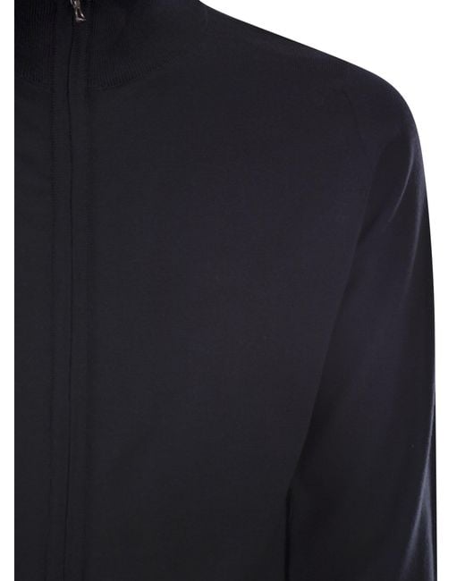 John Smedley Blue Extra Fine Merino Wool Cardigan for men
