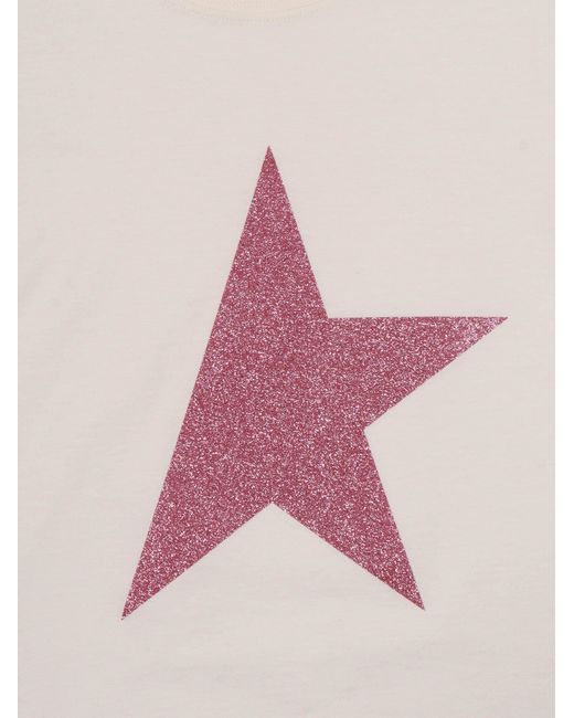 Golden Goose Deluxe Brand Pink Star Girl's T Shirt Cotton Jersey With Glitter Print for men