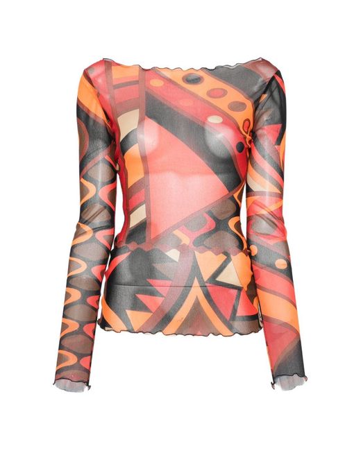 Emilio Pucci Pink Printed Tulle T-Shirt