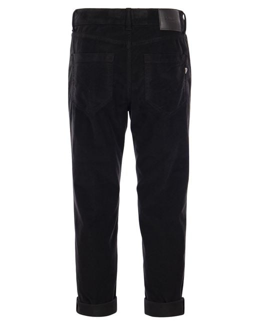 Dondup Blue Koons Multi Striped Velvet Trousers With Jewelled Buttons