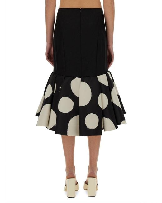 Nina Ricci Black Double-Flounce Midi Skirt