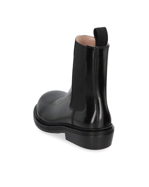 Bottega Veneta Black Brushed Leather Chelsea Boots