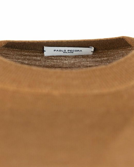 Paolo Pecora Maglia Girocollo Regular Cammello in het Brown