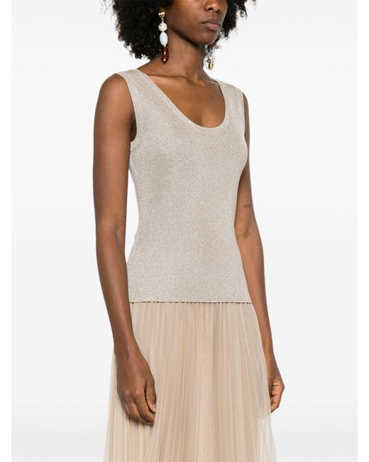 Fabiana Filippi Natural Ivory Scoop Neck Top