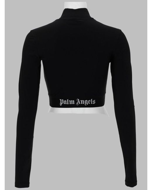 Palm Angels Black Cropped Top, With Classic Logo