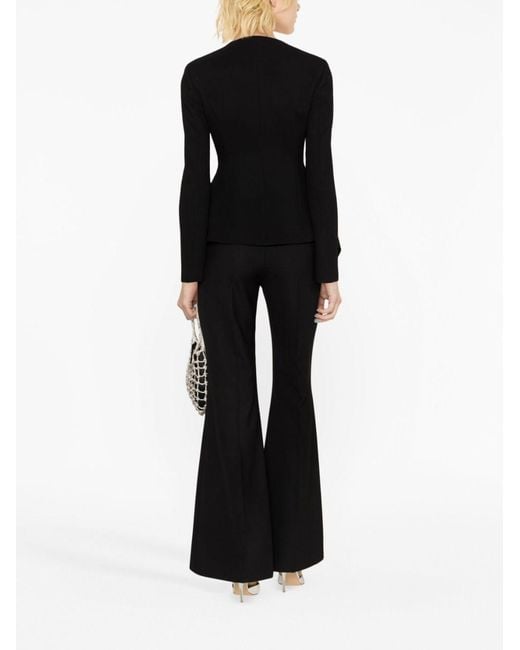 Blumarine Black Single-Breasted Peplum Viscose Jacket
