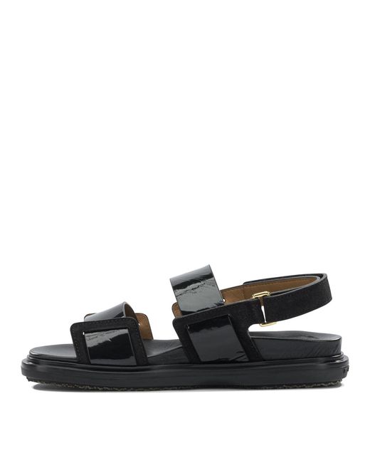 Marni Black "Fussbett" Leather Sandals