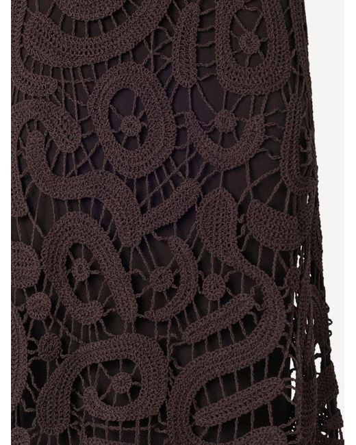 Pinko Black Viscose Blend Midi Skirt Geometric