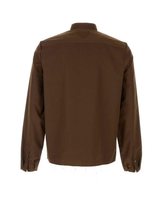 Prada Brown Regular Solid Shirt for men