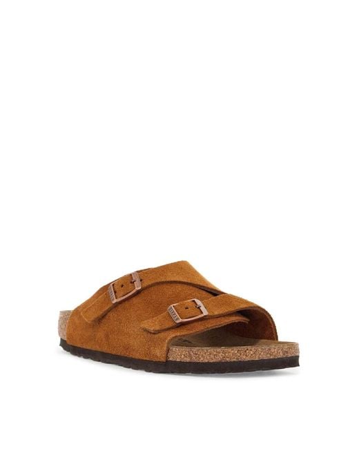 Birkenstock Brown Mink Suede Slippers With Two Adjustable Straps