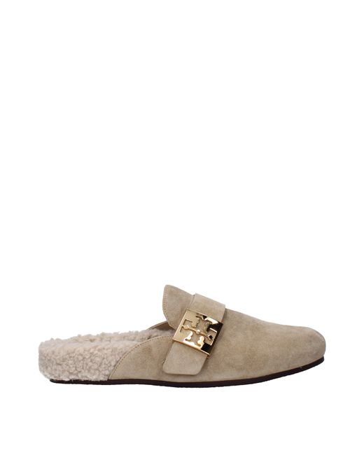 Tory Burch Natural Slippers & Hooves Mellow Suede/Hazelnut