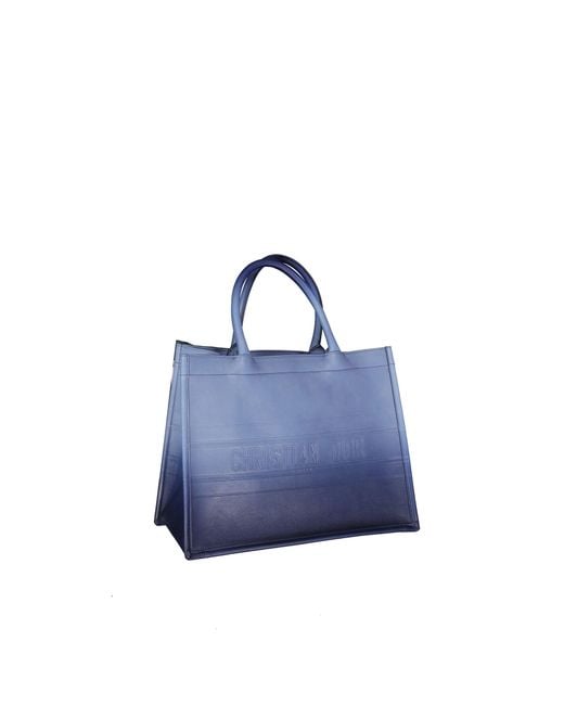 Dior Blue Calfskin Tote Bag