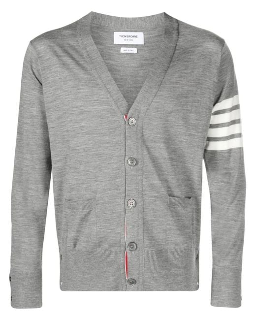 Thom Browne Gray 4-Bar Cardigan for men