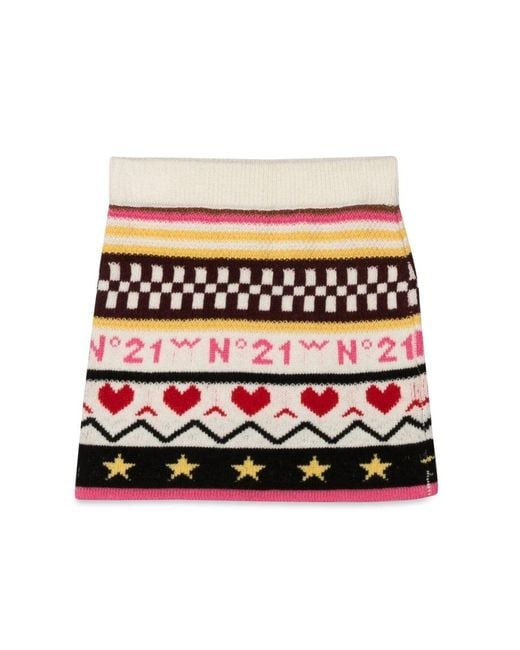 N°21 White Allover Jacquard Knit Skirt