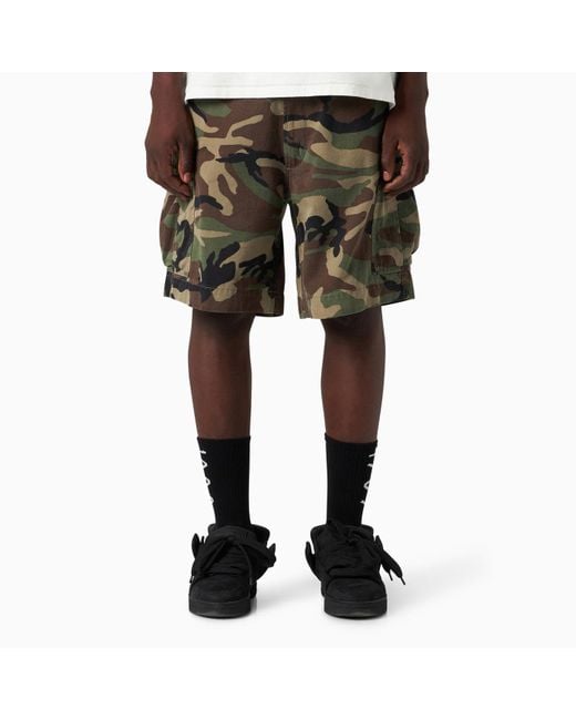 1989 STUDIO Black Camo Cargo Shorts for men