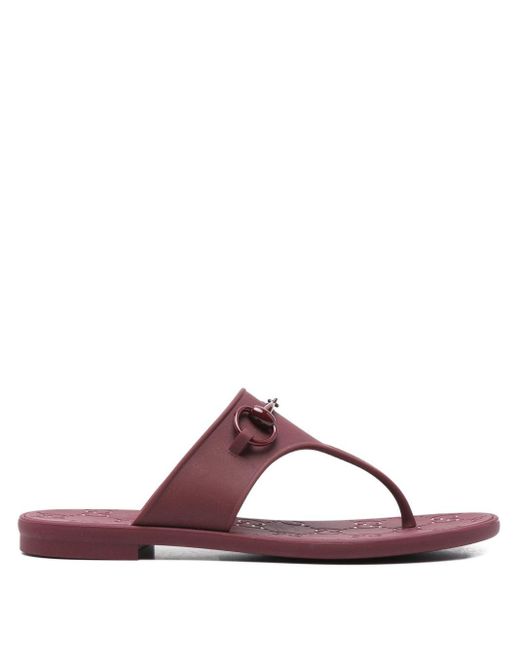 Gucci Purple Thong Sandal With Horsebit, Rubber