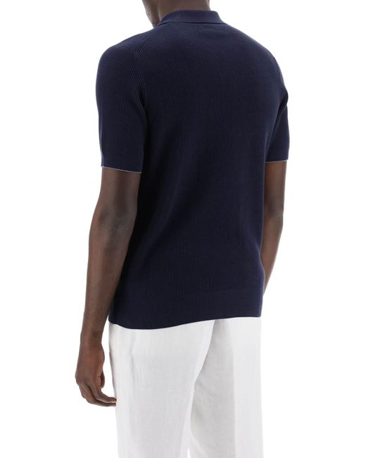 Camisa de punto de algodón Brunello Cucinelli de hombre de color Blue