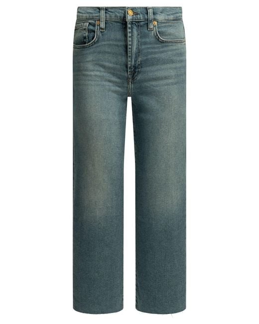 7 For All Mankind Blue Cotton Modal Elastomultiester Elastane Jeans