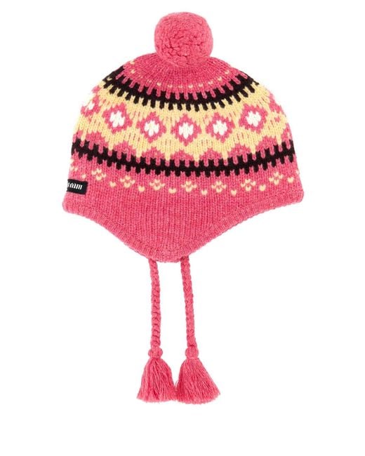 Miu Miu Red Knitted Beanie Hat