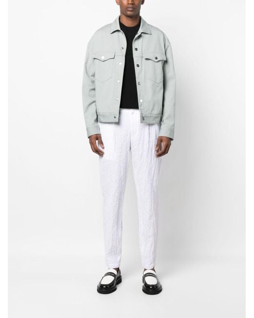Emporio Armani White Cotton Chino Trousers for men