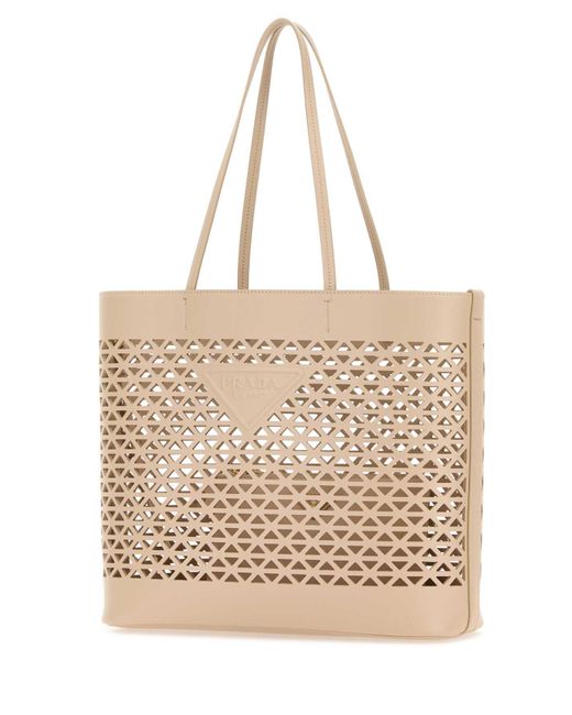 Prada Natural Sand Leather Shopping Bag